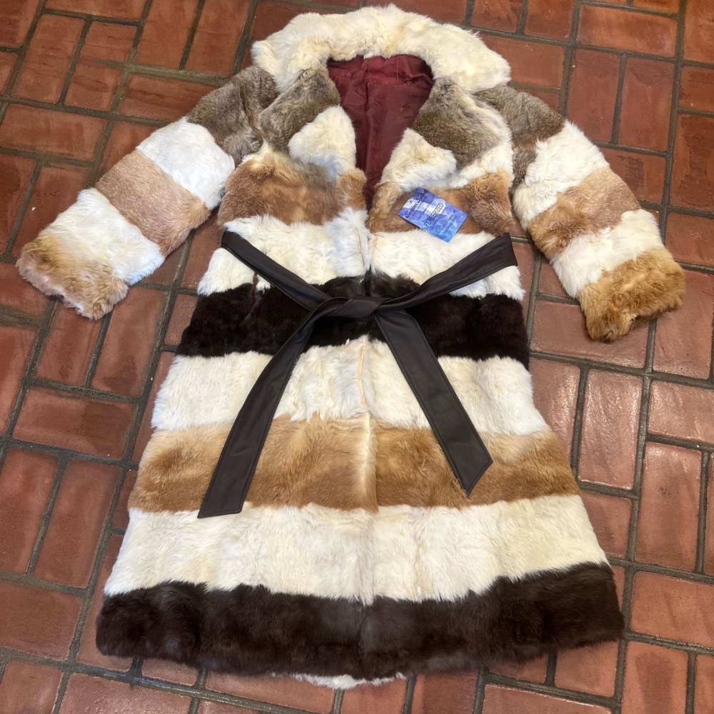 Vintage Antique Jacques Saint Laurent Bunny Real Fur Trench Coat(Unlabeled) - Picture 8 of 13
